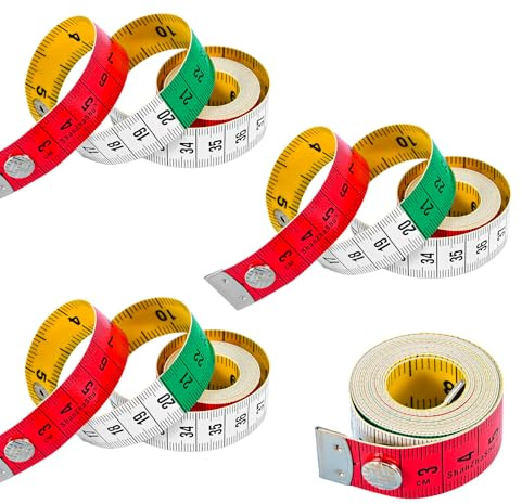 POPAPIE 4 Pièces Metre Ruban Couture,Mètres À Ruban Pour Couturier,Metre de Couture Double Face avec Bouton pour Mesure Confection Couture et les Mesure Tour de Taille
