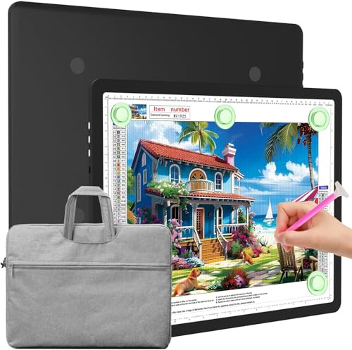 Elice Magnetic A3 Light Board with Bag for Diamond Painting, Tracing LED Light Box with Side Buttons, Super Bright Diamond Art Light Pad, Light Table for Drawing, Sketching, Weeding Vinyl - Black