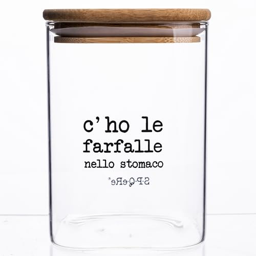 Barattolo pasta 1 L in vetro, coperchio in bambù, S.P.Q.eRe