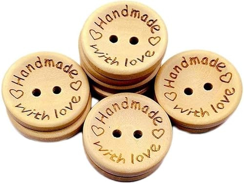 100 Pcs 15mm Love Wooden Button with Handmade Round 2 Holes Wood Buttons Sewing Letter Love Scrapbooking for DIY Home Wedding Sewing Decor, Useful and Attractive
