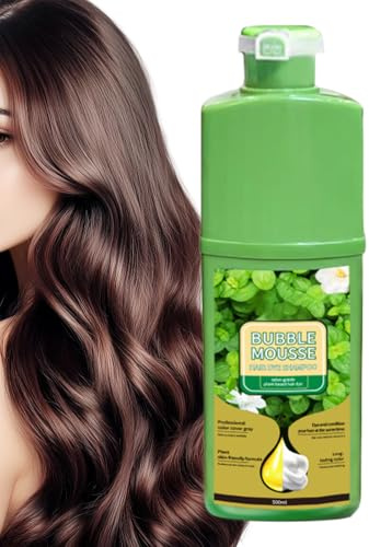 Foam Hair Dye, Bubble Mousse Shampoo, 500ml Natural Hair Mousse, Gray Hairs Coloring Mousses, Long Lasting Plant Dying Mousses, for Men Women Home Salon Daily Bathroom Travel