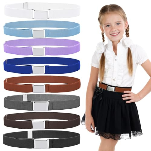 Rbleote 8-Teiliger Gürtel Kindergürtel Jungen, Gürtel Kinder, mit Großer Farbauswahl und Verstellbarem Gummizug, Passend für Jungen und Mädchen (75 Cm)