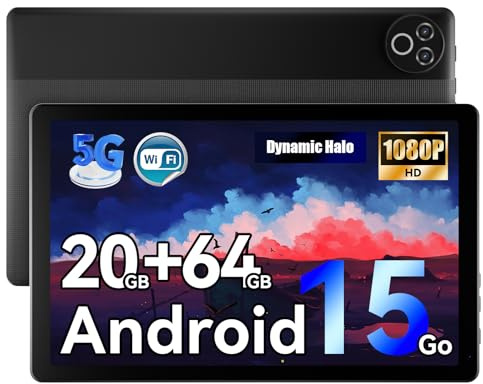 Laptok Android 15 Tablet 10 Zoll – 20GB RAM 64GB ROM bis 1TB TF, 800×1280 IPS, Dual Kamera 2MP+5MP, WiFi6+BT5.4, 5000mAh Akku, Typ-C, OMS, Schwarz
