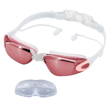 FGDTREE Occhiali con tappi per le orecchie impermeabili anti nebbia occhialini da nuoto per uomini donne nuoto snorkeling attività subacquea distintività occhiali da nuoto occhiali per allenamento