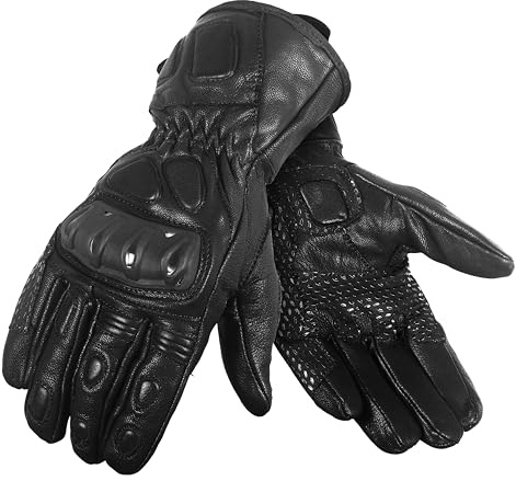 Buchii Summer Motorcycle Gloves Goat Leather TPU Hard Knuckle Protector Touchscreen Motorbike Gloves Mens with Strap Closure Double Layer Amara Silicone on Palm for Extra Grip