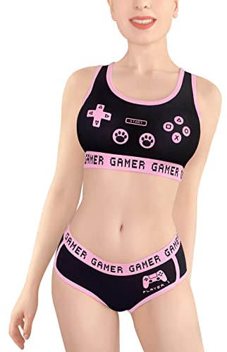 LittleForBig Kvinnor Bomull Camisole och trosor Sports loungewear Set - Bunnywatch Bralette Set