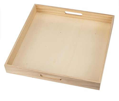 GLOREX - Bandeja de Madera, Natural, 40 x 40 x 5 cm