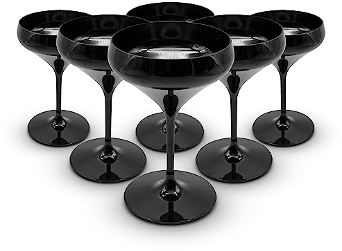 DOJA Barcelona | Copas Plastico Piscina | 40cl | Negro | Pack 6 | Copas Piscina Plastico Duro Reutilizable | Vasos Policarbonato Color Negro | Copas Plastico Piscina, Cocktail Reutilizables