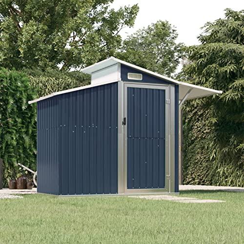 Tidyard Utrustningsskjul Verktygshus, trädgårdshus, trädgårdsskåp, metallskåp, förvaringsskjul, utrustningshus, skjul, antracit 270 x 130 x 208,5 cm, galvaniserat stål