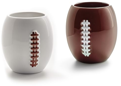 40YARDS American Football Mug / Coffee Mug (330 ml) Set of 2 Ceramic with Raised Football Seam for Cappuccino, Flat White, Americano, Tea & More
