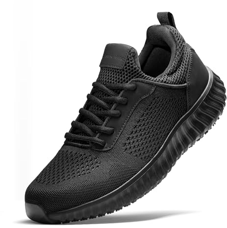 Bruno Marc Men's Non Slip Work Shoes Walking Zapatos Trabajo Black & Lightweight Food Service Chef Kitchen Restaurant Resistant Sneakers,Size 12,Black,SBWO2302M