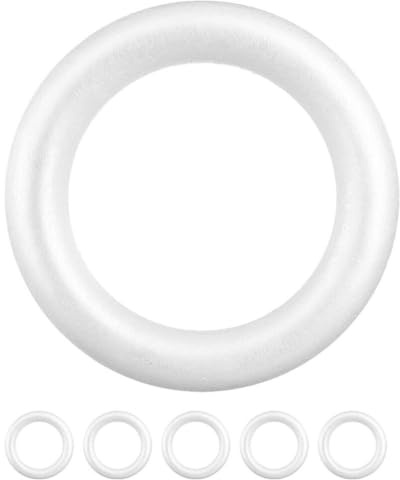 EXCEART 6 Pièces Anneau en Polystyrène Styroporkranz Couronne de Noël Couronne de Porte Anneau en Polystyrène Demi-Anneau Fleurs en Mousse à Décorer Blanc Couronne DIY Artisanat Décoration de Noël