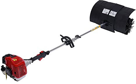 HuKaiL Spazzatrice a benzina da 1250 W, con spazzola in nylon, per la pulizia di prato, foglie, neve e pietrisco