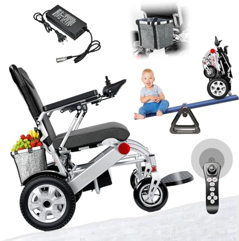 GHBXJX Elektrischer Rollstuhl Faltbar mit Einkaufskorb Reichweite 30km, Elektrische Rollstühle für Senioren, Tragfähigkeit 150 kg, Elektrischer Rollstuhl Elektrisch Faltbar Leicht Elektrorollstuhl