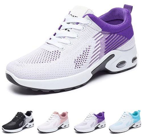 Women's Training Shoes, air Cushion Ultra Wide Version, Road Running Shoes, Anti Slip Sports Shoes, Breathable and Lightweight Gym (Purple, Adult, Women, 4, Numeric, UK Footwear Size System, Medium)
