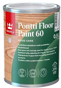 TIKKURILA Pontti Floor Paint 60 - Semi Gloss Full Coverage Durable Paint for Wood Floors - 10 Litre