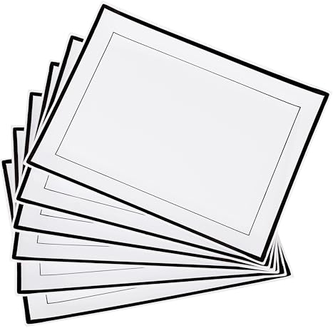 MATANA 6 Plateaux de Service en Plastique Blanc avec Bordure Noir, 30x23cm - Solides et Réutilisables - Plateau Rectangulaire pour Traiteur, Buffets, Mariages, Anniversaires, Noël, Fêtes