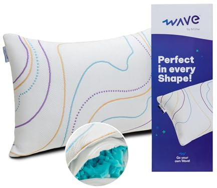 M LINE Höhenverstellbares Memory Foam Kissen - Ergonomisches Kopfkissen - Ideal für Seitenschläfer und Rückenschläfer - Mit Sommer- und Winterseite - Anti Allergiker - 50x70cm - Wave Shape Kissen by