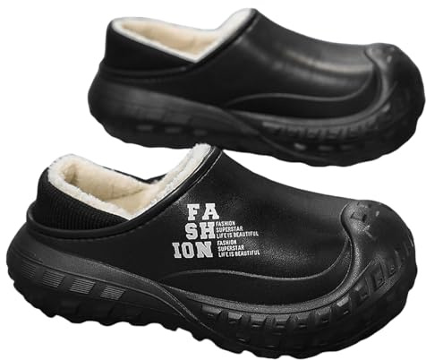 QDLTGBD Chaussons Homme Chaussures d'hiver À L'intérieur De La Maison Imperméable Chaussures De Coton Mode Tendance Tous Les Matchs De Loisirs -noir-44 45eu