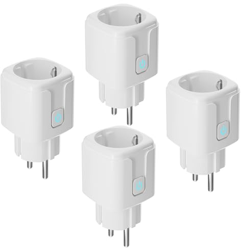 Enchufe Inteligente WiFi Alexa con Medición de Corriente, Compatible con Alexa y Google Home, Control Mediante la Aplicación Smart Life, Enchufe WiFi de 16A y 2,4GHz (4 Piezas)