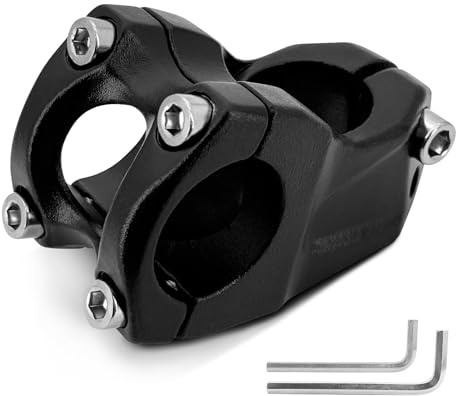 Potence de vélo 31,8 mm - Potence de guidon de vélo - En aluminium - 50 mm - 30° - Pour guidon de VTT 31,8 mm et fourche de 28,6 mm - Pour BMX, vélo de route, VTT - Avec clé