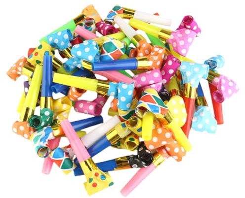 VANZACK 50 Piezas Juguete Inflable Enrollable para Fiestas Trompetas Divertidas para Cumpleaños Cornetas para Festivales Infantil Estilo Aleatorio