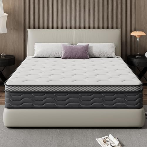 TEENO Colchón 150x190 | Altura 27 cm | Colchón Viscoelástico | Firmeza Media-Alta | Núcleo de Muelle Ensacado | Cama Doble | Transpirable | Antibacterias | Hipoalergénico