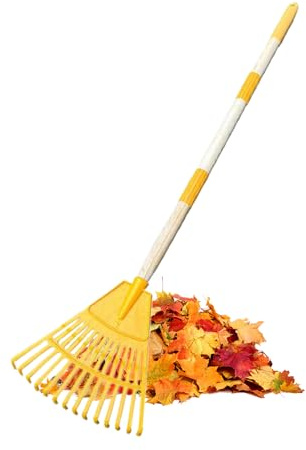 Rastrillo de Hojas para Jardín 14 Púas - Rastrillo Desmontable para Hierba | Escoba Portátil para Jardín Césped Terraza Y Acampada