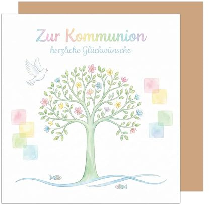 Edition Seidel Premium carte de félicitations carrée pour la confirmation avec enveloppe. Carte de communion carte de vœux texte citations fille garçon adolescent arbre fleurs coloré (KOQ139 SW026)