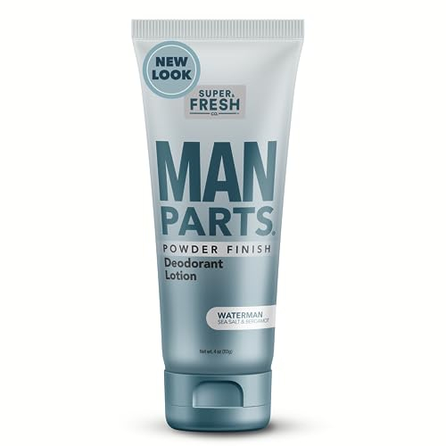Super Fresh Man Parts Ball Deodorant for Men - POWDER LOTION - Mens Hygiene Cream for Groin, Butt, & Body - Fresh Control Odor, Anti Chafing, Stop Itch, Absorb Sweat - Aluminum Free - 4 oz Tube
