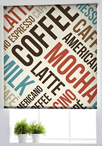 Estoralis Cocina| Estor Enrollable Diseño Moderno|Sin Taladrar Translúcido Estampado | Modelo C-1179 | 60 x 150 cm (Ancho/Alto) Tamaño Tela 57 x 150 cm | Estores para Ventanas y Puertas