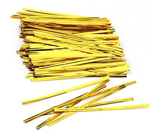 LUTER 800 Pz 10 cm Cravatte Metalliche per Sacchetti di Caramelle, Bustine di caffè, Snack, Cake Pops, Articoli per Feste (Oro)?Abbellimento Atmosfera Natalizia