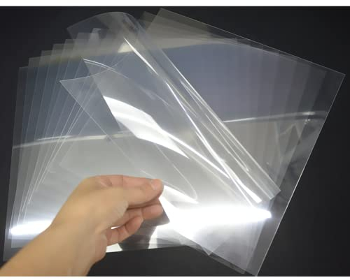 ZHluja 12 Stücke 0,125mm Mylar-Blätter, 305 x 305 mm, Transparente PET-Blanko-Schablone für Cricut, Silhouette, Bastelvorlagenmaterial