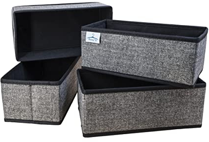 Bonny*D Organizer Cassetti, Divisori Per Cassetti 28x14x10cm, Set Da 4 Multiuso - Organizer in TNT, Fondo e Pareti Rigide, Divisori Per Armadio Interno, Separatori Per Cassetti QUALITA' PREMIUM