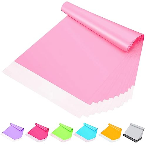 POPOYU Large Pink Mailing Bags Postage 14x18in,10P Self Seal Strong Parcel Clothes,35 x 45cm Waterproof PE Poly Postal Clothes Packaging Shipping (New Material) (POPOYU)