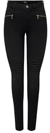 ONLY Onlroyal Hw Biker Zip Ext DNM Jean Coupe Skinny, Noir, XS / 32L Femmes