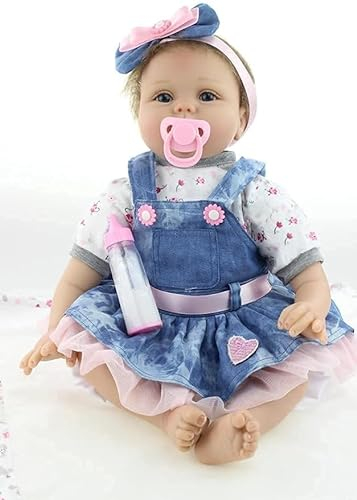 JIEBOTE Reborn Puppe Mädchen 22 Zoll 55 cm Lebensechte Reborn Babypuppen Mädchen Weiches Silikon Vinyl Große Wiedergeborene Puppen Mit Viel Zubehör Baby Reborn