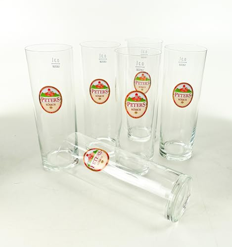Peters Kölsch Stange Bierglas Glas Gläser Set - 6x Kölschstangen 0,3l geeicht