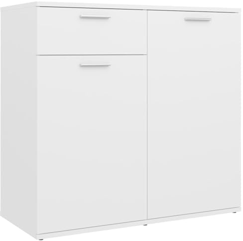 Homgoday Credenza, armadietto per libri con ripiano, armadio resistente per camera da letto, soggiorno e cucina, mobili per casa e ufficio, bianco, 80 x 36 x 75 cm, in legno ingegnerizzato