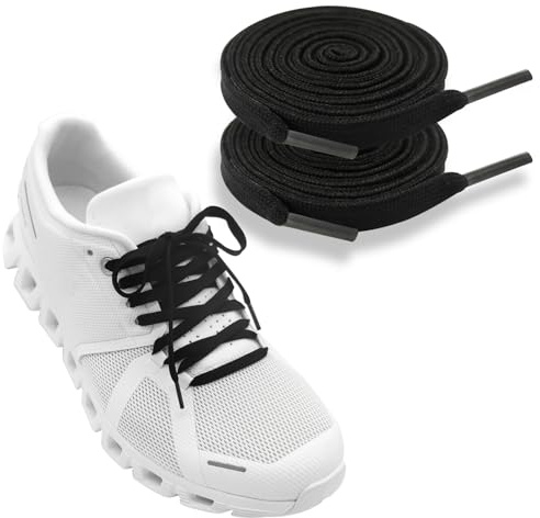 UamGlsob Lacets Fins de 6 mm pour Baskets On Cloud, Lacets Plats de rechange pour Chaussures de Sport Athlétiques et Running (Black, 54/140cm)