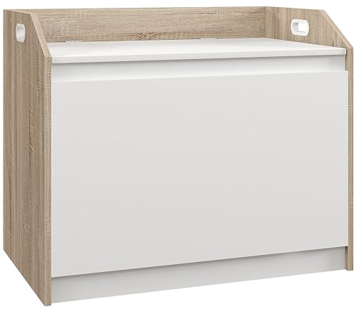 HOMCOM Cassapanca in Legno Moderna con Schienale, Panca Contenitore per Ingresso e Camera da Letto, 62.4x40x51.5cm