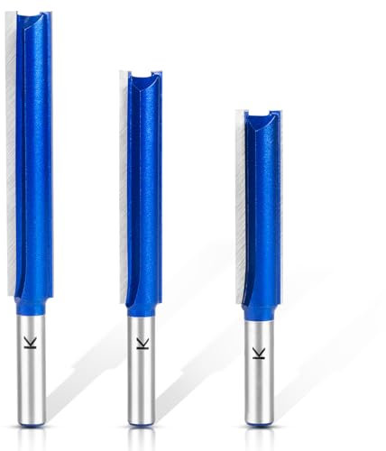 NICAVKIT 3 Stück Gerades Fräser für oberfräse 8mm Schaft,Extra Langer Nutfräser Holzfräser Bündigfräser für Holz, Extra Langer Arbeitslänge- 50mm,63mm, 76mm