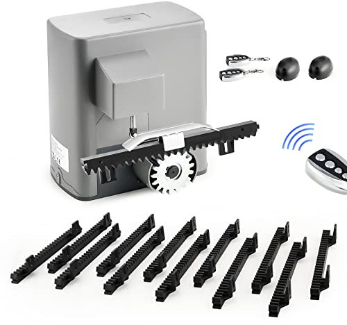 CO-Z RA1401 280W Automatic Sliding Gate Opener Kit, Electric Gate Opener for Doors up to 600kg 12m, Rack Driven Driveway Garage Garden Gate Hardware Kit w Remote Controls Infrared Sensors Gear Racks