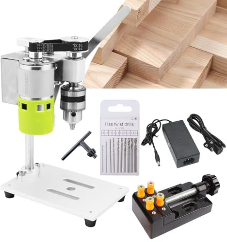 Weytoll Mini Bench Drill Press Small Benchtop Drill Press High Precison 7-Speed Low Noise Compact Size Desktop Drilling Machine for Handicraft DIY Jewelry Making Metal Wood Working