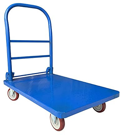 DRFGNF Carros de Plataforma Carro de Placa de Acero Carro de Plataforma de 4 Ruedas con manija Plegable Gran Capacidad de Carga para almacén Casa de Campo Carro de Plataforma Plegable