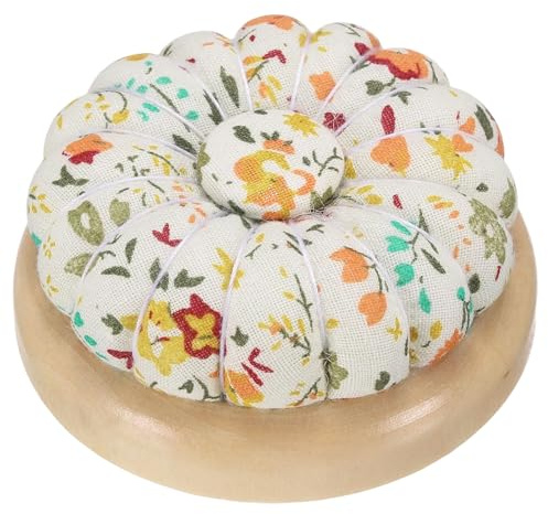 sourcing map Pin Cushions Sewing Cute Needle Japanese Style Cushion Needle Holder Pincushions Magnetic Top Wooden Base for Sewing Quilting Needlework DIY Crafts, Flower White