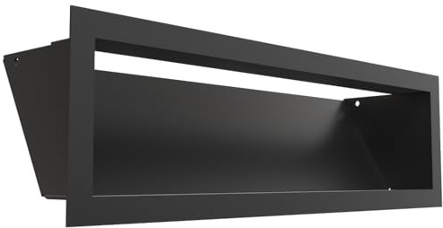 Kratki LUFT Griglia di ventilazione 12x40 cm nera - Griglia metallica per camini e sistemi di riscaldamento, rettangolare, verniciata a polvere, per montaggio a parete, funzionale e decorativa