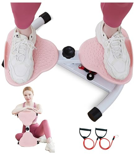 Máquina De Cintura Torcida con Bandas De Resistencia y Masaje De Pies Tabla Giratoria para Abdominales Capacidad De Peso De 150Kg para Adelgazar Fitness(Color:Pink)