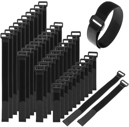 QWORK® 40 Bridas de Nylon Reutilizables 20 mm x 15/20/25/30 cm - Sujetar Cables con Hebilla de Plástico