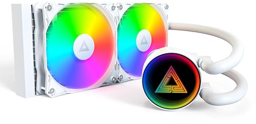 MONTECH LightFlow ARGB 240mm AIO CPU Liquid Cooler, Infinity Mirror, White | Intel LGA1851/1700, AMD AM5/AM4, 3100RPM Pump, 2x Pre-Installed 120mm ARGB PWM Fans, ARGB Sync, 6-Year Warranty